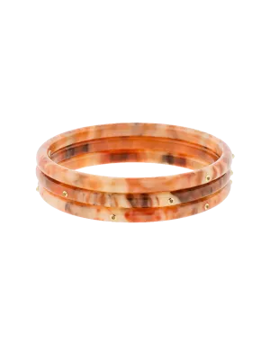 Set Of Three Orange Multi Color Bakelite Bangles