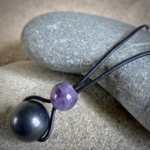 Shungite & Amethyst Rearview Mirror Dangle, Car Accessory, Calming