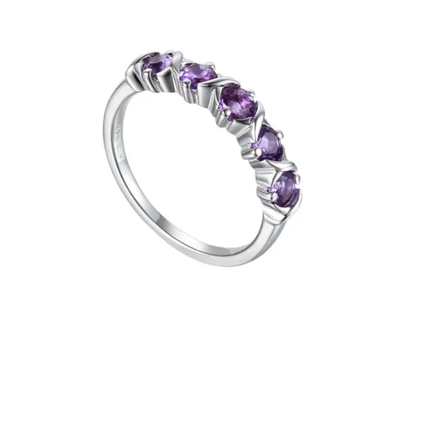 Silver Amethyst half eternity ring