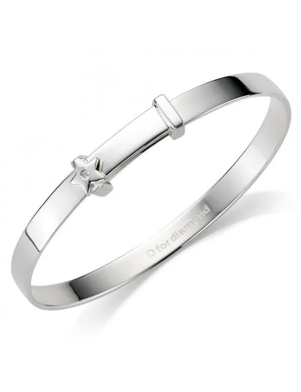 Silver & Diamond Star Baby Bangle B772