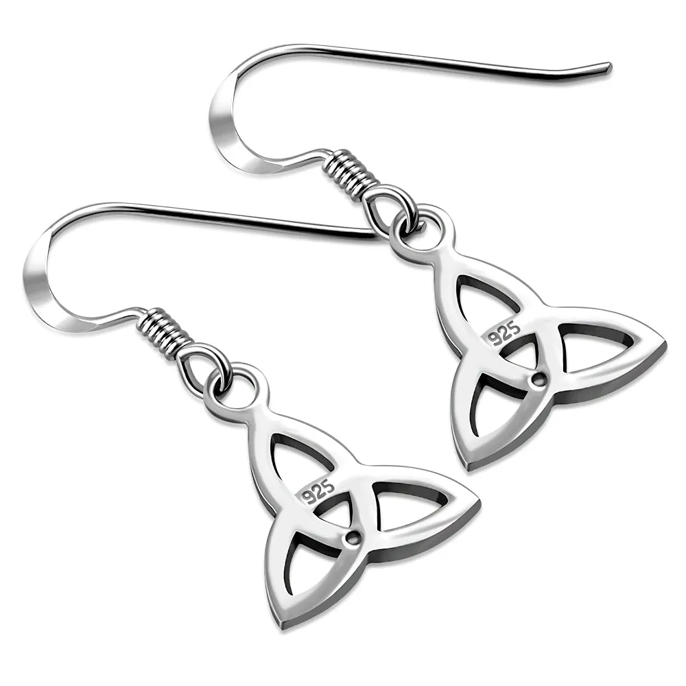 Silver Celtic Trimity Flat Knot Earrings