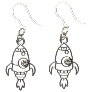 Silver Rocket Dangles Hypoallergenic Earrings for Sensitive Ears Made with Plastic Posts