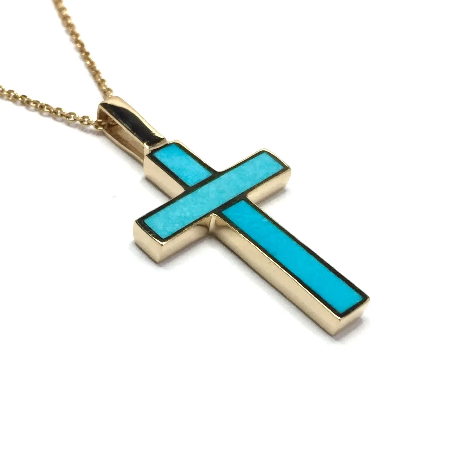 Sleeping Beauty Turquoise Cross Necklace Pendant