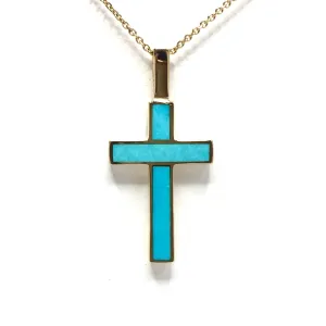 Sleeping Beauty Turquoise Cross Necklace Pendant