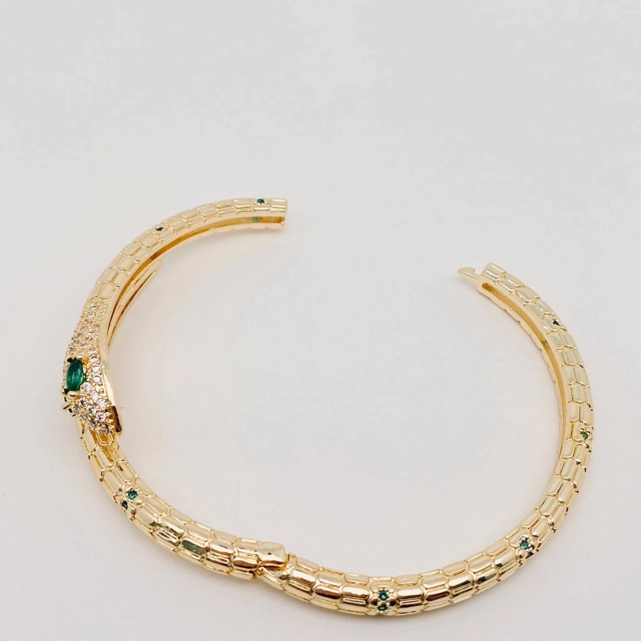 Snake Inlaid Cubic Zirconia Bangle Bracelet