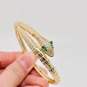 Snake Inlaid Cubic Zirconia Bangle Bracelet