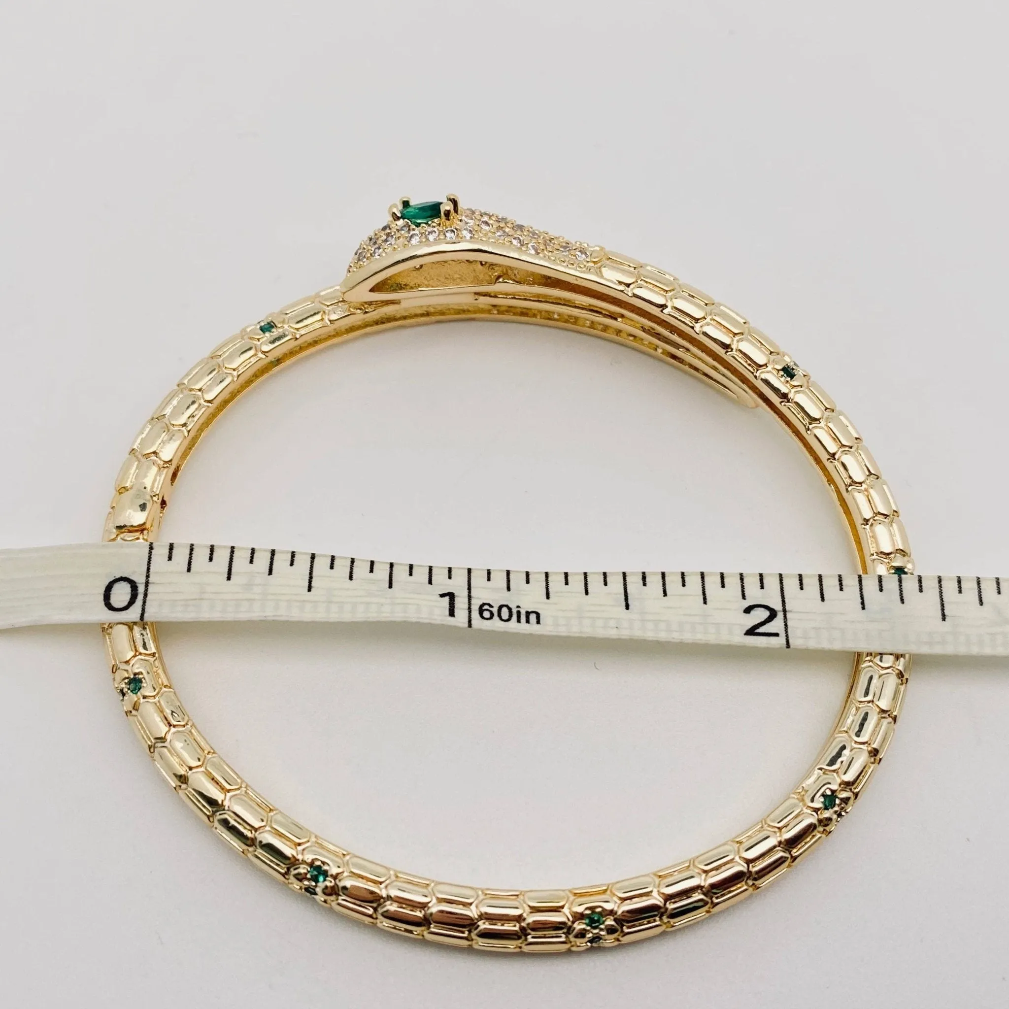 Snake Inlaid Cubic Zirconia Bangle Bracelet