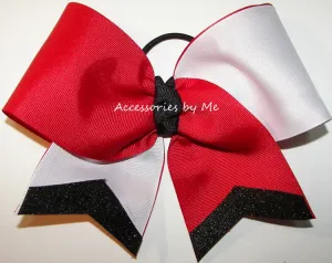 Sparkly Red White Black Cheer Bow