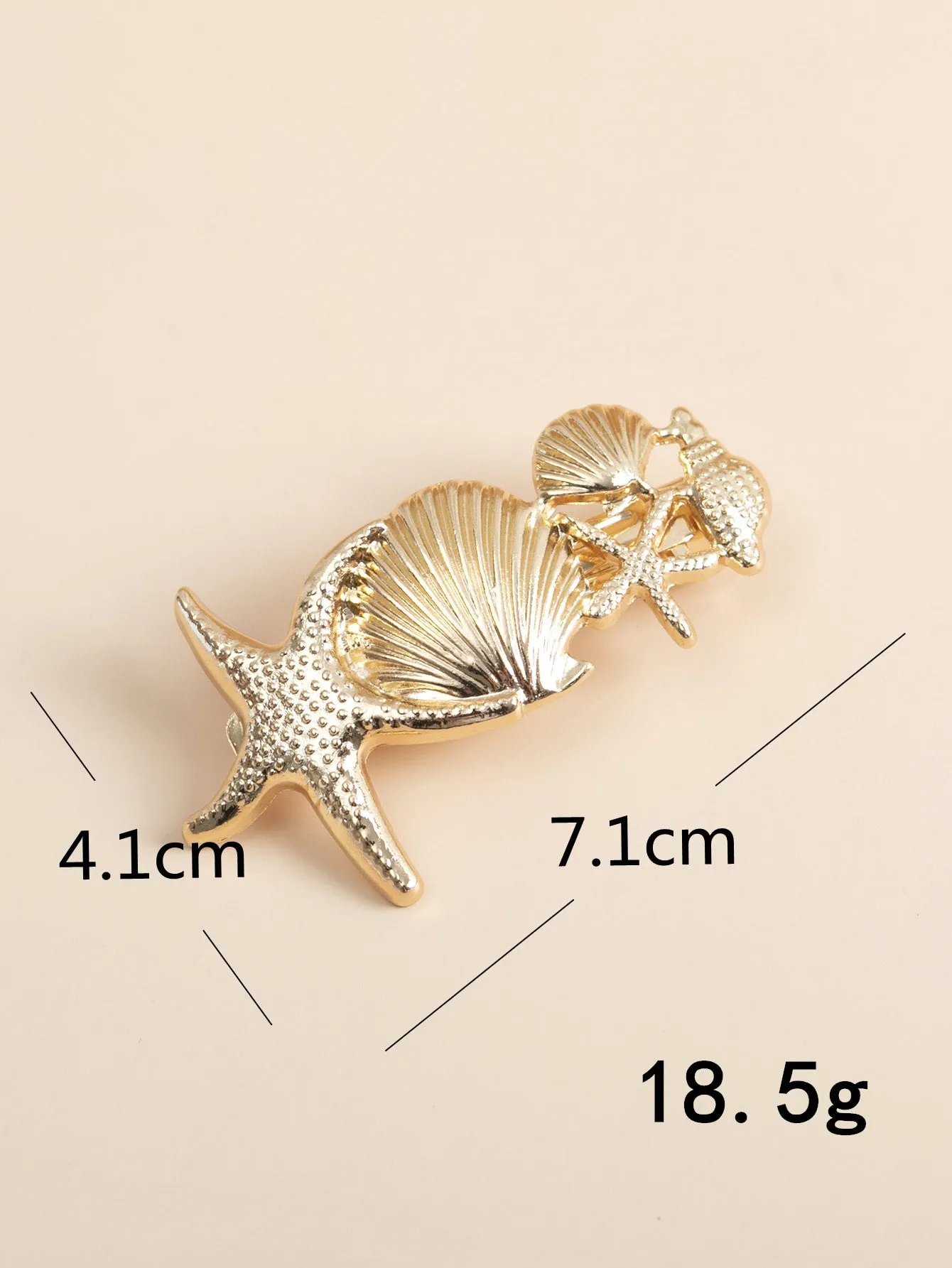 Starfish Shell Decor Gold-tone Hair Clip for Women Barrette Styling Hair