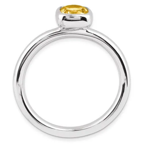 Sterling Silver Stackable Expressions Cushion Cut Citrine Ring