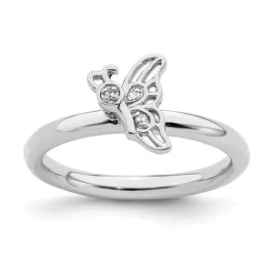 Sterling Silver Stackable Expressions Diamond Butterfly Ring