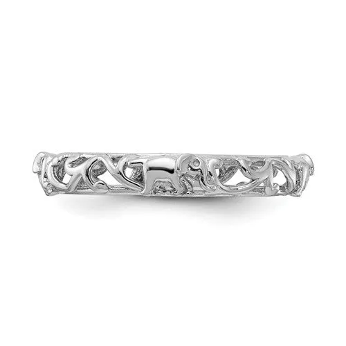 Sterling Silver Stackable Expressions Patterned Elephant Ring