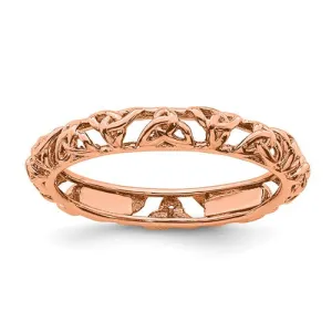 Sterling Silver Stackable Expressions Rose Gold-Plated Celtic Knot Eternity Ring