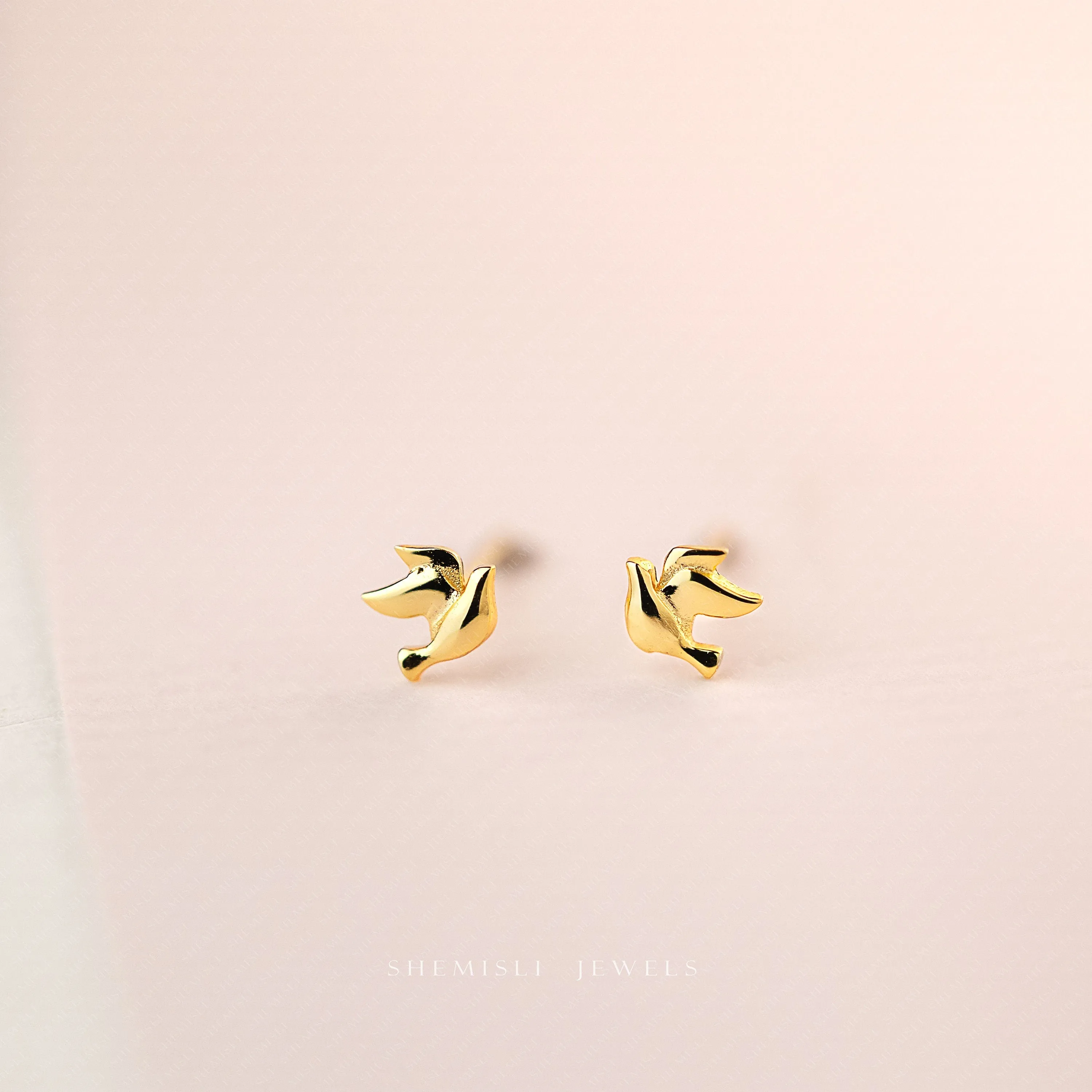 Super Tiny Dove Stud Earrings, Unisex, Gold, Silver SHEMISLI SS843 Butterfly End, SS844 Screw Ball End (Type A) LR