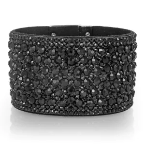 Swarovski Crystal Leather Band Bracelet Black with Toggle Lock