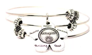 The Volleyball Flower Small Triple Style Expandable Bangle Bracelet