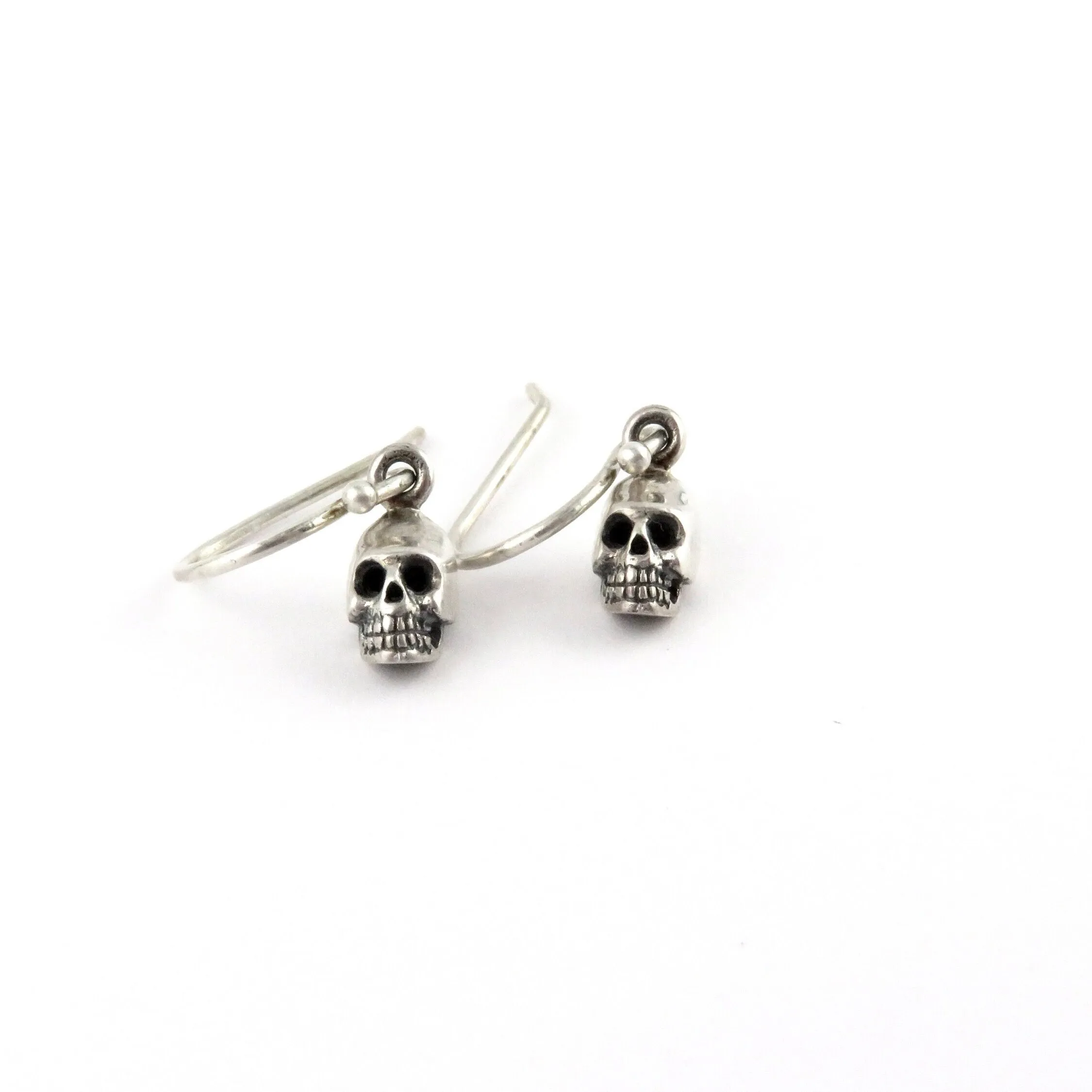 Tiny Skull Earrings - Silver