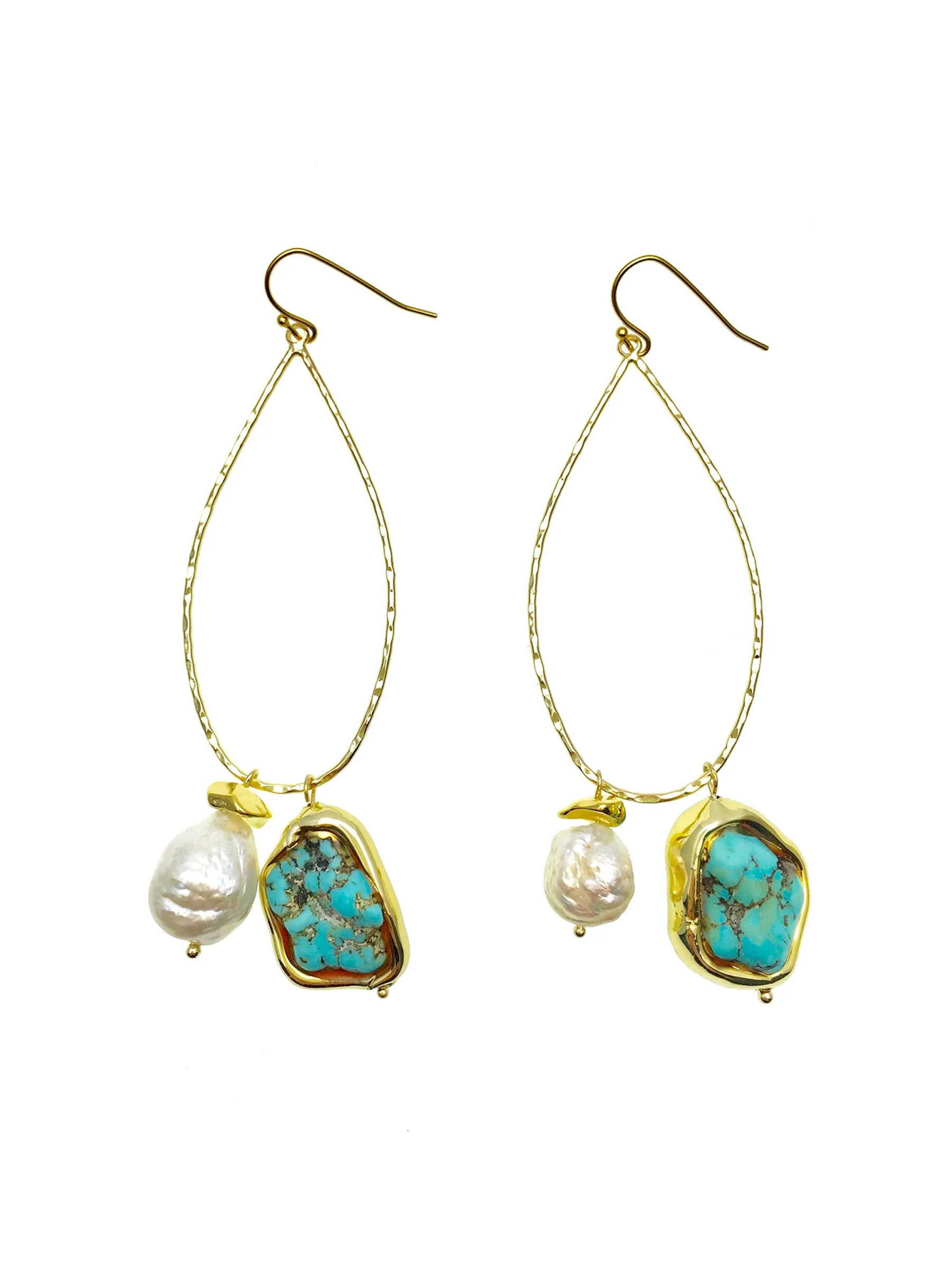 Turquoise & Freshwater Pearls Swinging Earring AE025