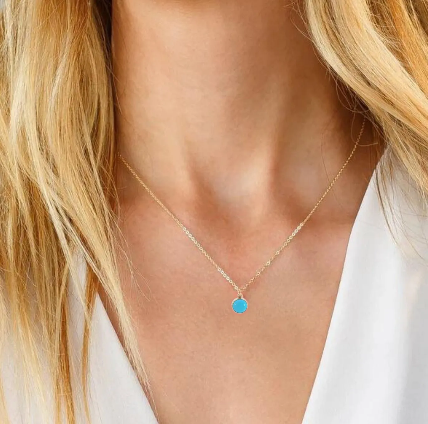 Turquoise Bezel Necklace