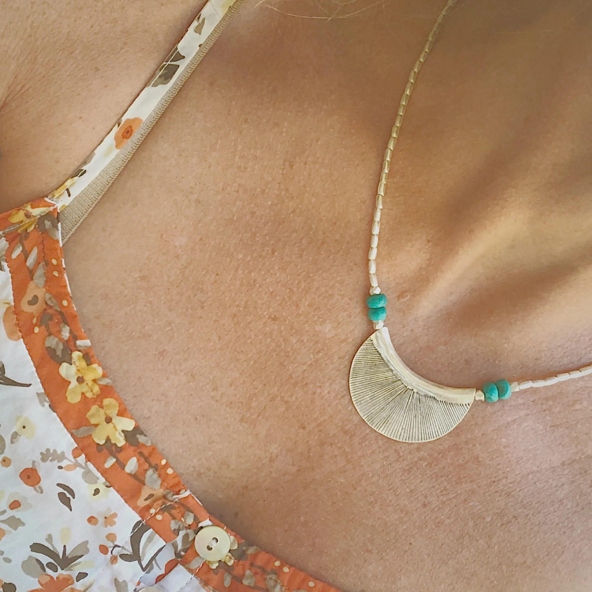 TURQUOISE CRESCENT MOON NECKLACE