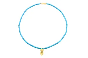 Turquoise Necklace with 2 heart pendant