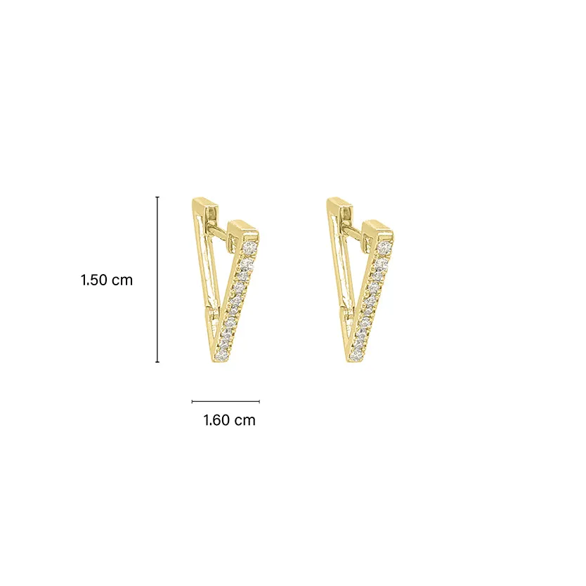 V Shaped Huggie Round Diamond Earrings