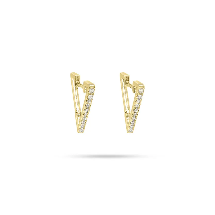 V Shaped Huggie Round Diamond Earrings