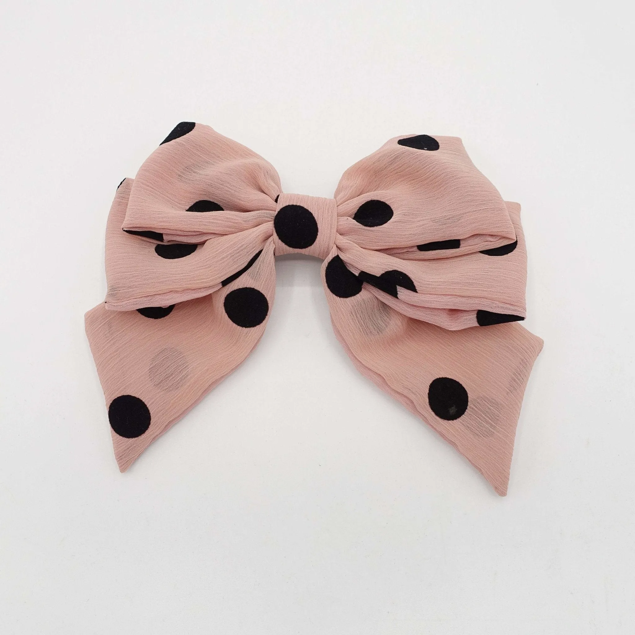 velvet dotted chiffon hair bow cute style crinkled fabric hair accessory for women