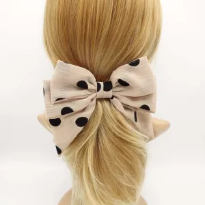 velvet dotted chiffon hair bow cute style crinkled fabric hair accessory for women