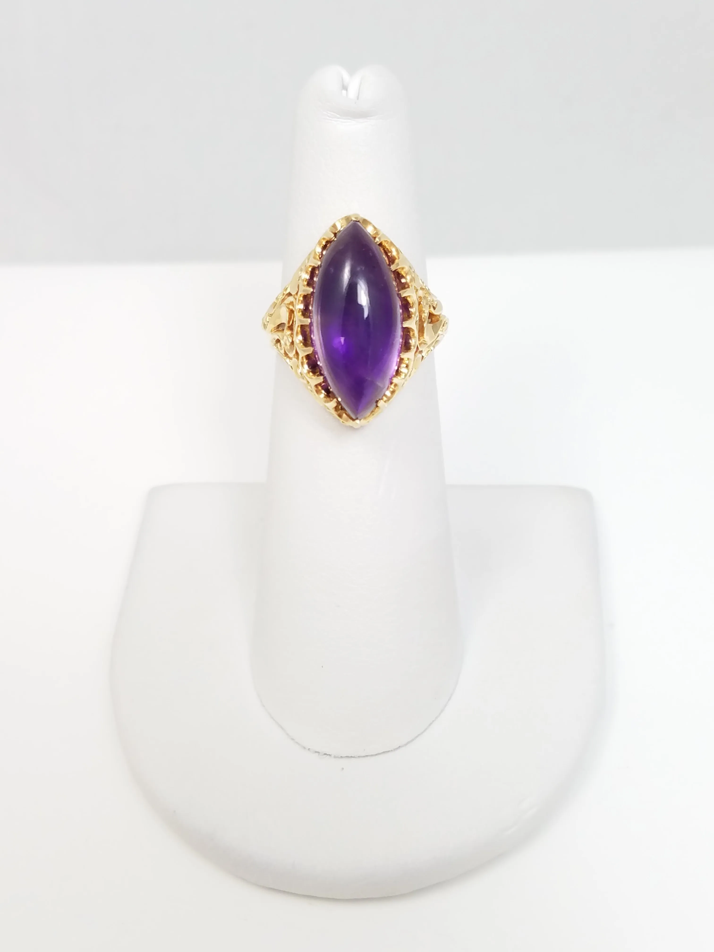 Vibrant 18k Yellow Gold Natural Amethyst Custom Ring