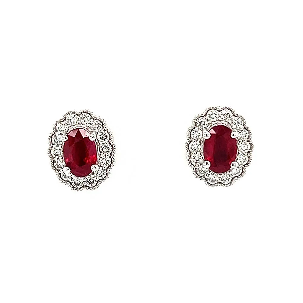 White 14 Karat Ruby Earrings